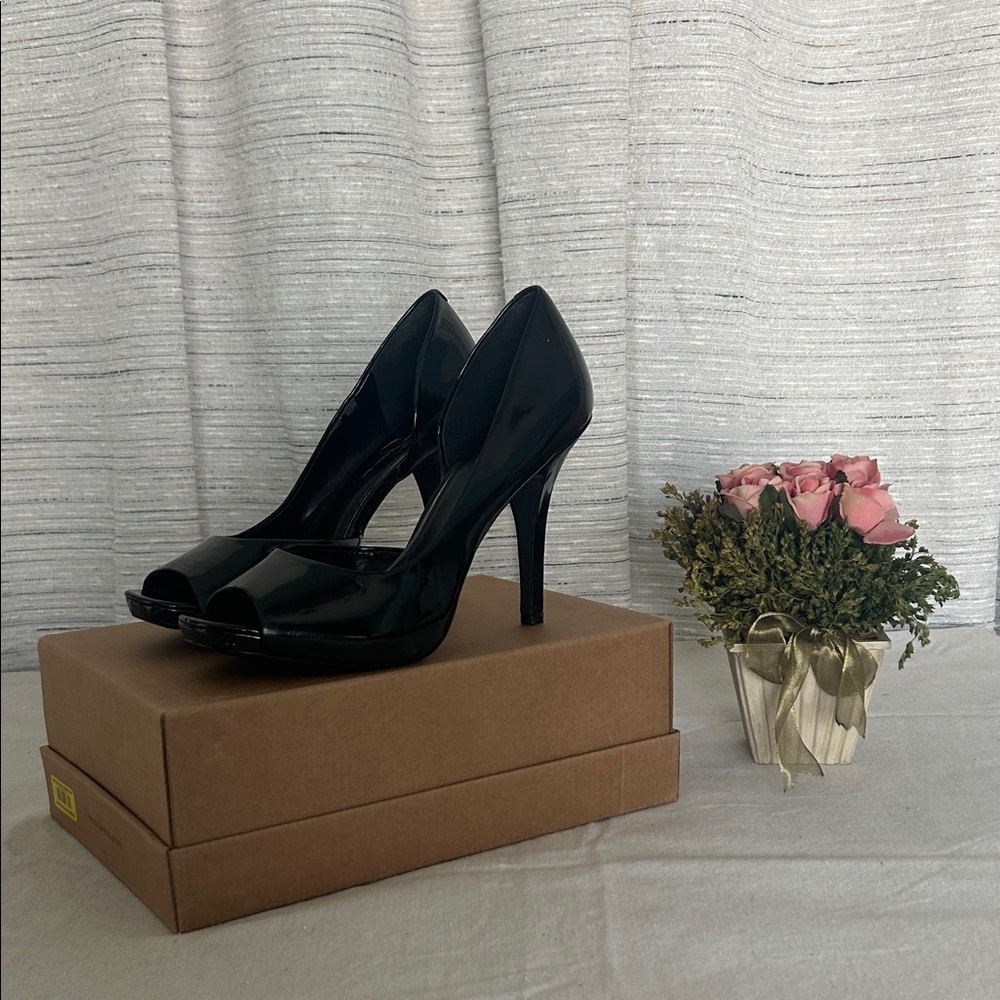Elegant Black Peep-Toe Heels